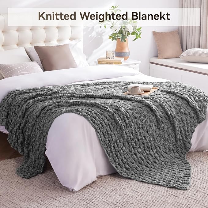 Knitted Weighted Blanket for Adult, No Beads Heavy Blanket 70” x 90'' 20lbs - Image 6