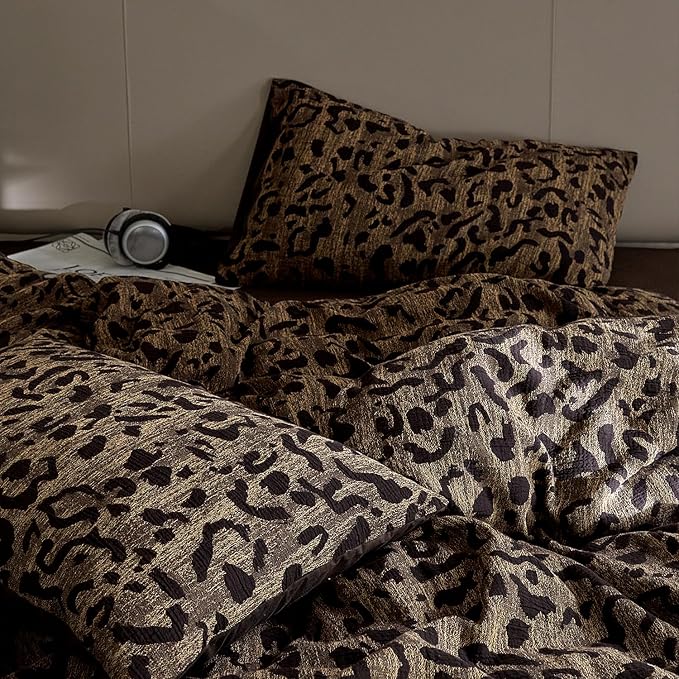 mixinni Leopard Duvet Cover Full Size Yarn-Dyed Leopard Print Jacquard Cotton - Image 7