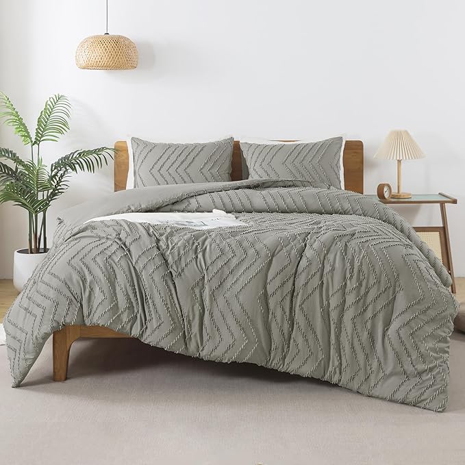 Andency Medium Grey California King Comforter Set, Boho Cal King Soft Warm - Image 2