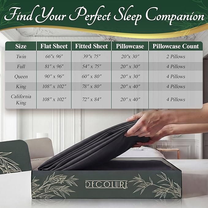 DECOLURE 100% Viscose Derived from Bamboo Sheets Full Size - Image 8