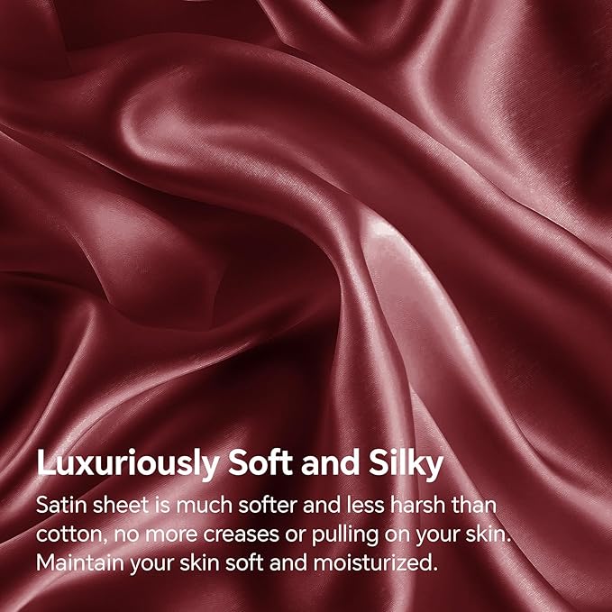 BEDELITE Satin Fitted Sheet and Pillowcases Set, Luxury Soft Similar to Silk - Image 3