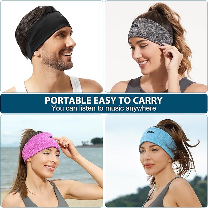 BORAYDA 2-Pack Bluetooth Headband, 18 Hours Play Time, HD Stereo, Built-in - Image 6