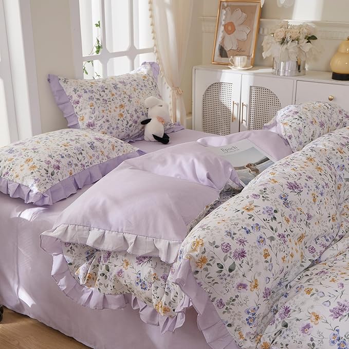 mixinni Floral Duvet Cover Set Twin XL Size, 100% Cotton 3-Piece Bedding Set - Image 9