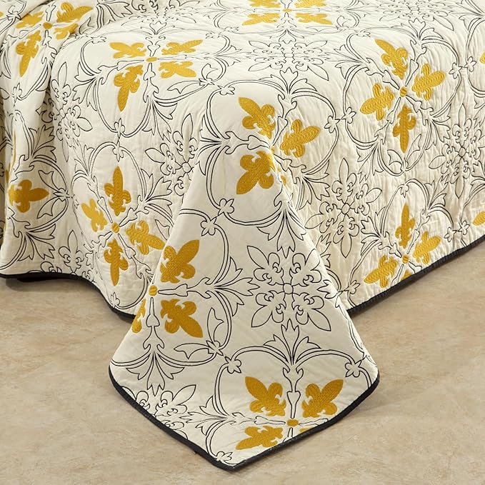 ROOMLIFE Quilt Set King Size 3D Floral Iris Embroidery Pattern 3-Piece Cotton - Image 2