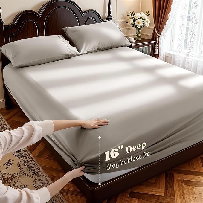 LBRO2M 1000 Thread Count 100% Egyptian Cotton Sheets Set California King Size - Image 4