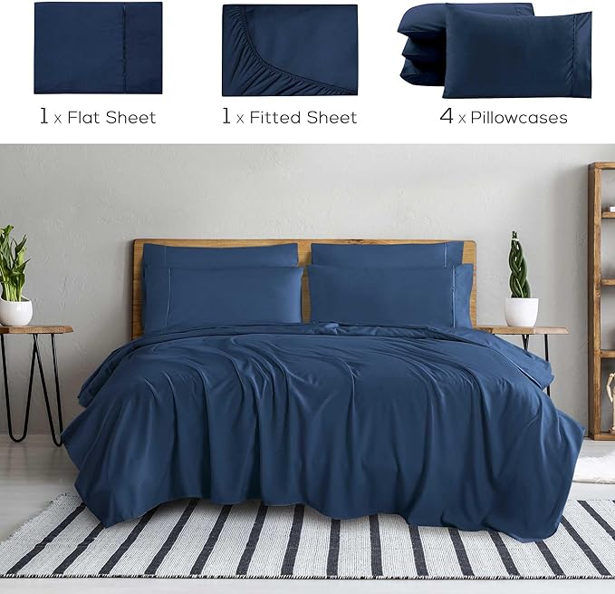 Mueller Ultratemp Bed Sheets Set, Super Soft 1800, 6 Piece California King - Image 2