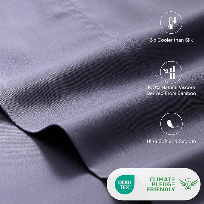 LuxClub King Size Sheets Set, 100% Rayon Derived from Bamboo Cooling Sheets - Image 3
