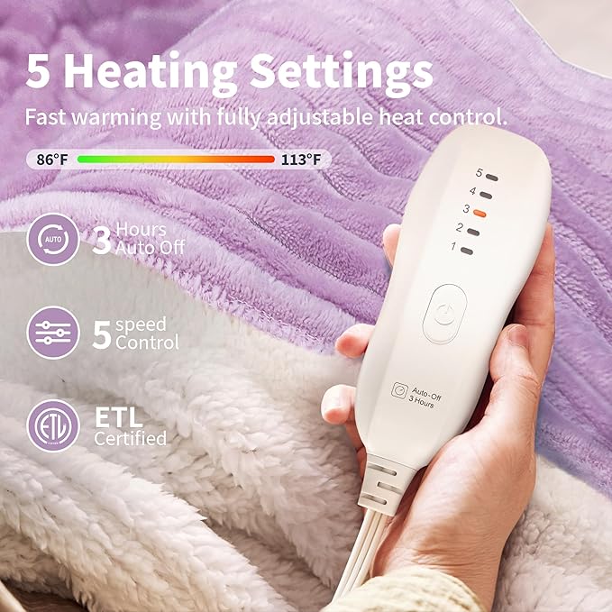 Texciting Heated Blanket Electric Blanket Throw 50”X60”-Heating Throw - Image 3