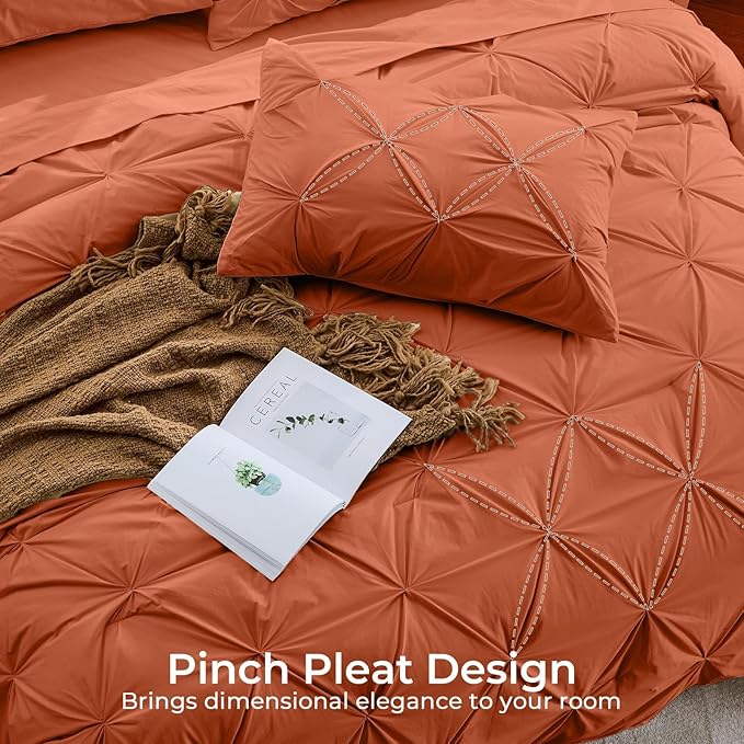 Sasttie Twin Comforter Set, 5-Piece Bed in a Bag, Pintuck Bedding Sets - Image 4
