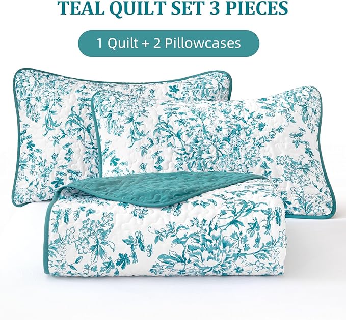 WONGS BEDDING Quilt Queen Size, Teal Quilt Bedding Set - Image 7
