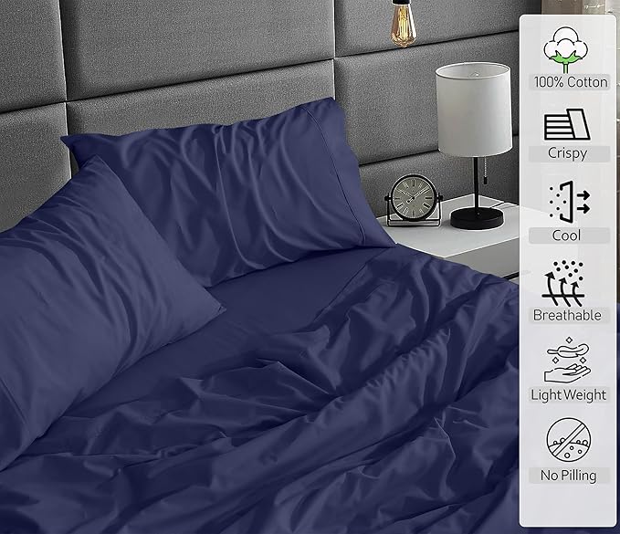 RUVANTI 100% Cotton Sheets – Split King Size Percale Bedding, Cooling & - Image 3