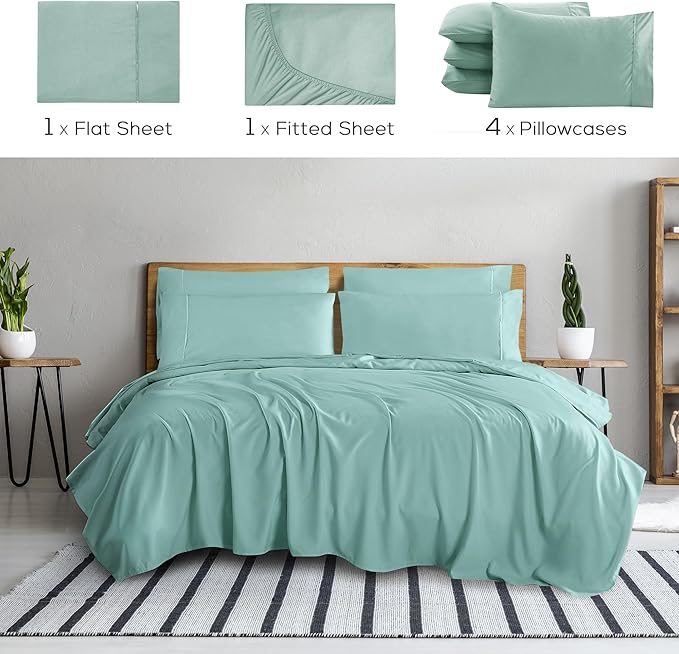 Mueller Ultratemp Bed Sheets Set, Super Soft 1800, 6 Piece California King - Image 2