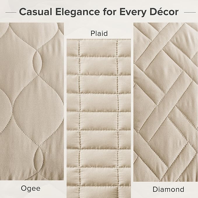 Comfort Spaces Queen Quilt Set Modern Reversible Plaid Coverlet Queen Bedding - Image 6
