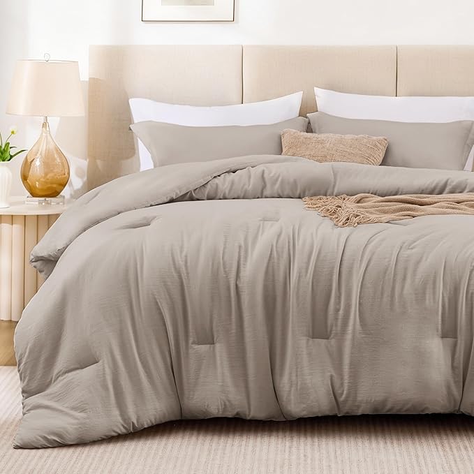 Love's cabin Burlwood Queen Comforter Set, 3-Piece Prewashed Bed Set - Image 2