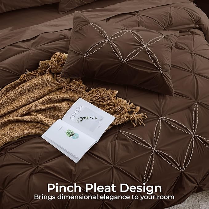 Sasttie California King Comforter Set, 7-Piece Bed in a Bag Cal King, Pintuck - Image 4