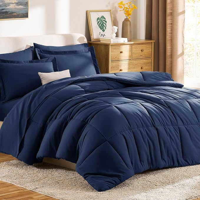 CozyLux Twin XL Comforter Set Navy Blue - Image 9
