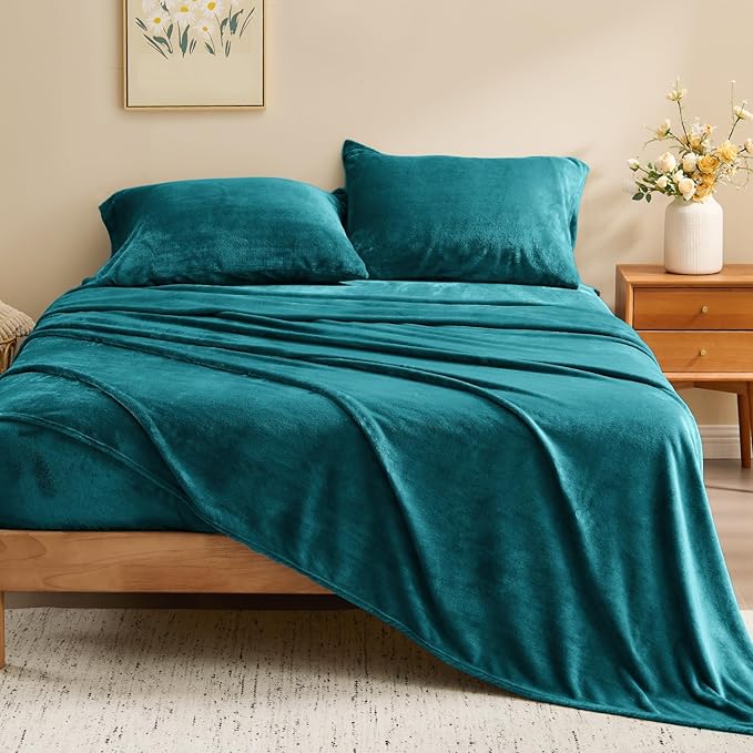 BEDELITE Flannel Sheets Twin Size Teal - Image 2