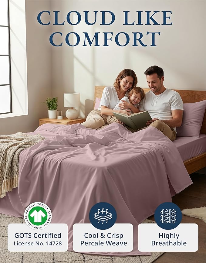 LANE LINEN 100% Organic Cotton Cal King Size Bed Sheets, Sustainably Produced - Image 2