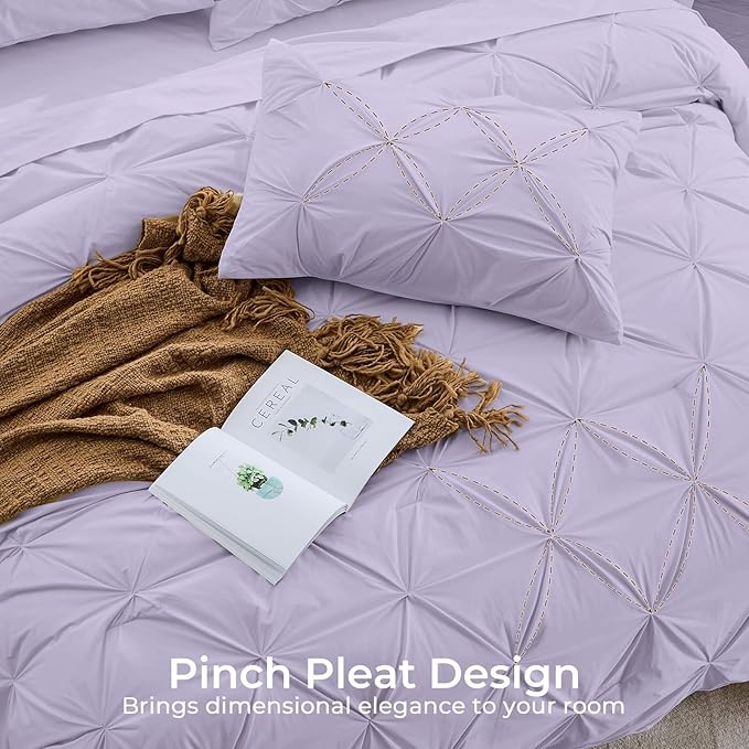 Sasttie Queen Comforter Set, 7-Piece Bed in a Bag, Pintuck Bedding Sets - Image 4