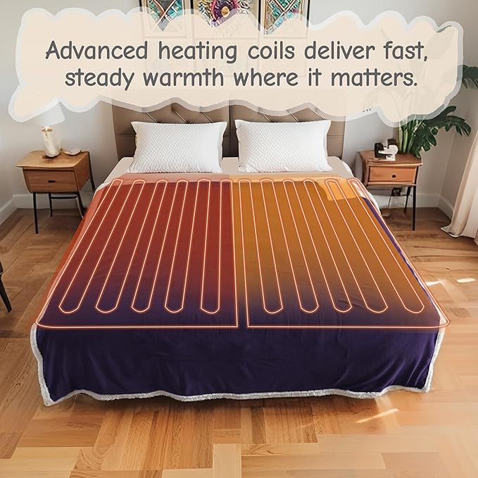 Electric Heated Blanket Throw Size 50"x60", Soft Flannel - Image 5