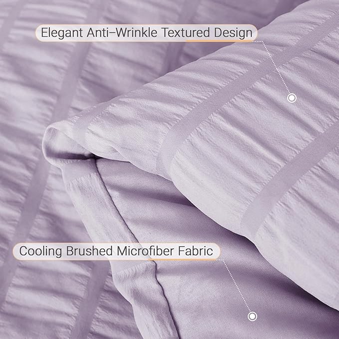 MUXHOMO 7 Pieces Queen Comforter Set, Seersucker Bed in a Bag Queen Size - Image 6
