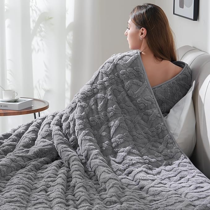Drewin Sherpa Weighted Blanket for Adults, Dual Sided Cozy Soft Fleece Bed by Home