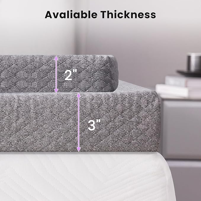 SINWEEK 2 Inch Gel Memory Foam Mattress Topper Queen Size, Pad - Image 7