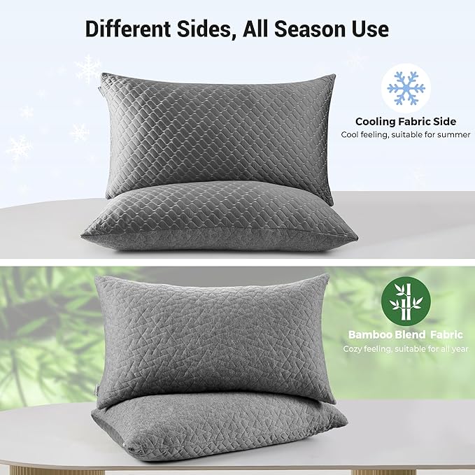 puredown® Pillows Queen Size Set of 2, Shredded Memory Foam Pillows, Cooling - Image 2