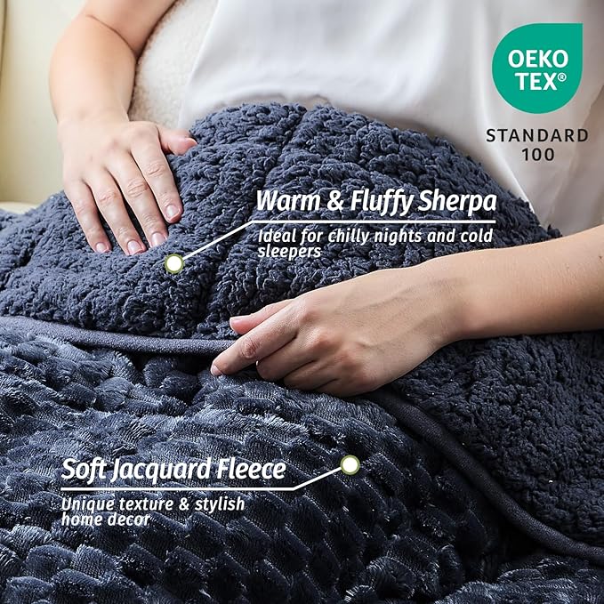 Wemore Fleece Weighted Blanket for Adults, Dual Sided Cozy Soft Sherpa Heavy - Image 2