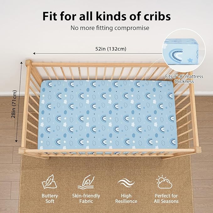 Baby Crib Sheets for Boys and Girls, 3 Pack Toddler Bed Sheets for 52”x28” - Image 3