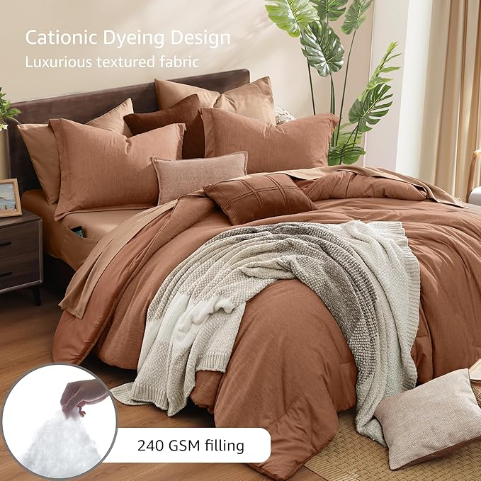 Monbix King Size Comforter Set, Autumn Leaf King Bedding Set Reversible - Image 3