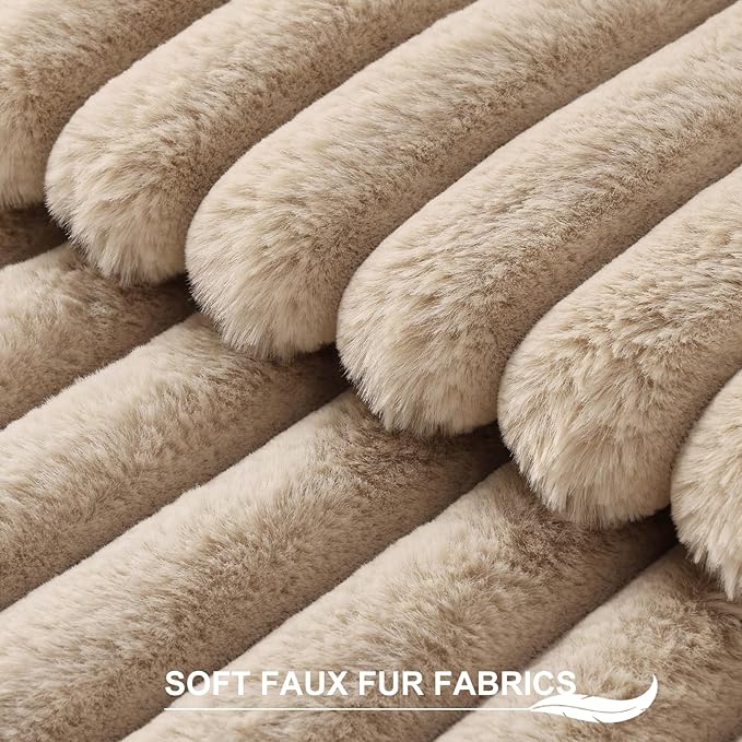 Pallene Faux Fur Plush Throw Pillow Covers 20x20 Set of 2, Luxury Soft Fluffy - Image 2