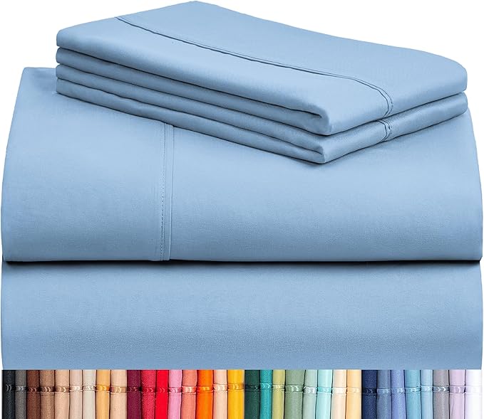LuxClub 4 PC King Sheet Set, Breathable Luxury Bed Sheets, Deep Pockets 18" by LuxClub