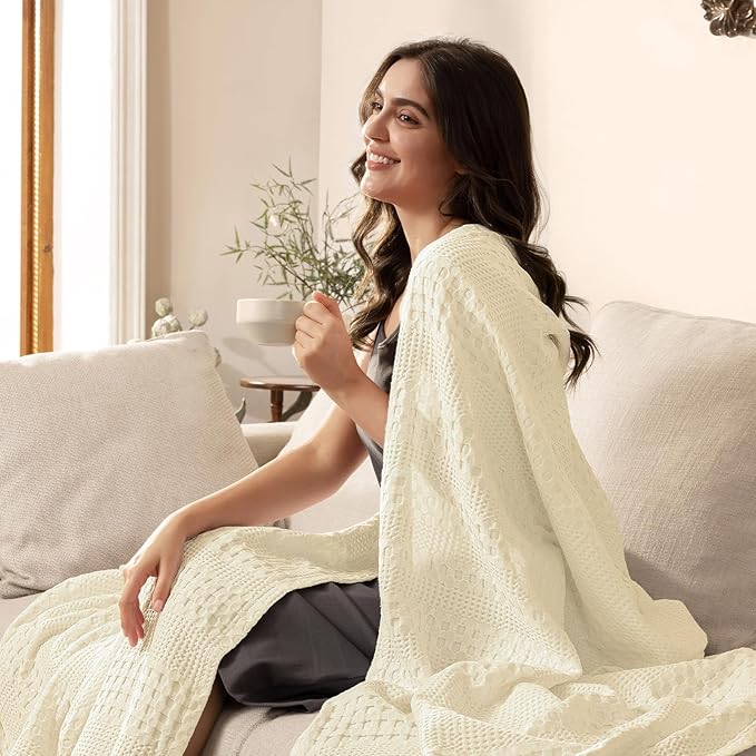 PHF Cooling Waffle Blanket Twin Size, Lightweight 60% Rayon from Bamboo & 40% - Image 5