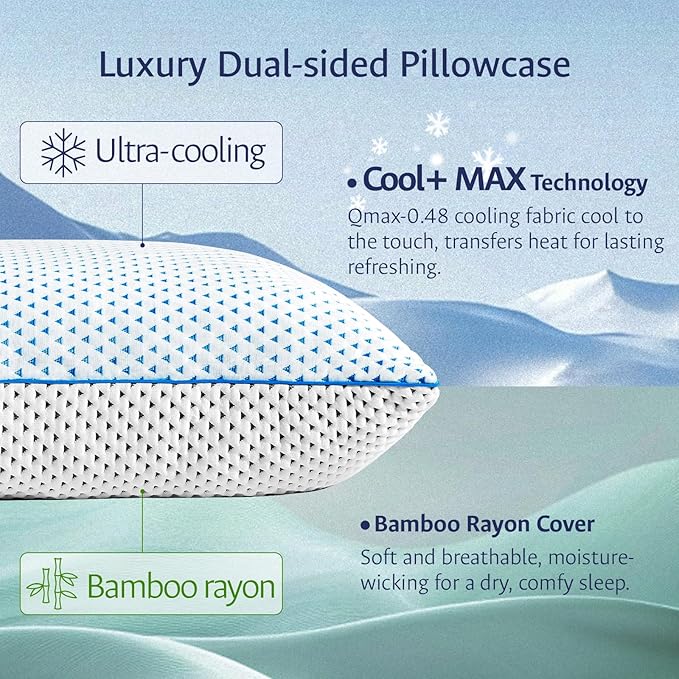 Adjustable Cooling Gel Memory Foam Pillows Queen Size - Image 3