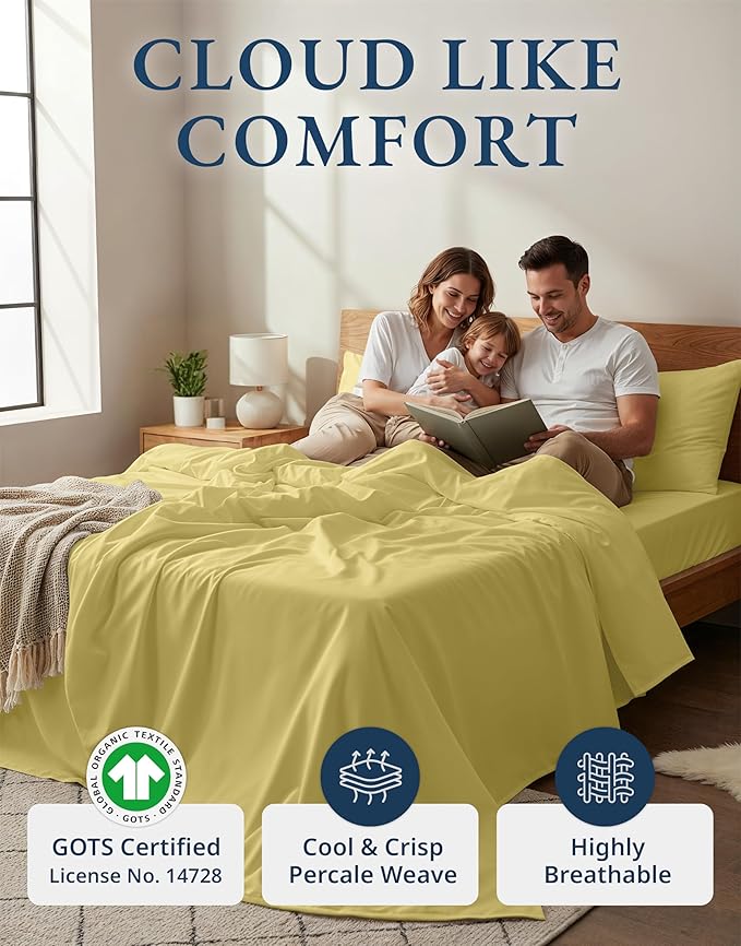 LANE LINEN Eco Friendly Cocoon 100% Organic Cotton Twin Sheets, Low Pill Fade - Image 2