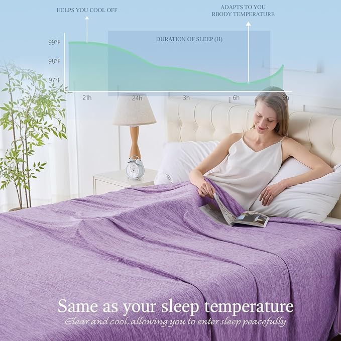 Cooling Blanket Throw Size, Cold Blanket Thin Lightweight Breathable Soft - Image 2