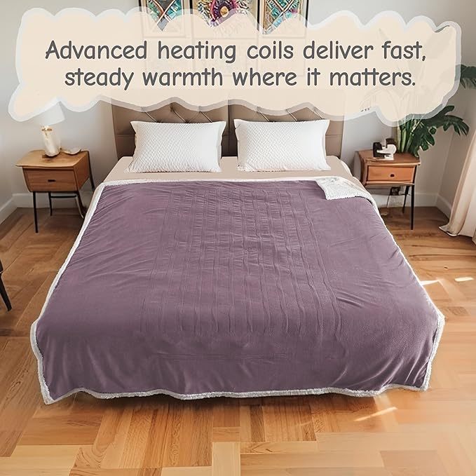 Electric Heated Blanket Full Size 72"x84", Soft Flannel - Image 8