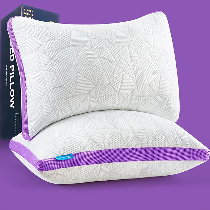 BETU Cooling Pillows Queen Size Set of 2, Shredded Memory Foam Pillows Cool by BETU