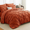 HIMEET Pintuck Bed in a Bag, 7 Pieces Full Size Comforter Set Burnt Orange by Unknown