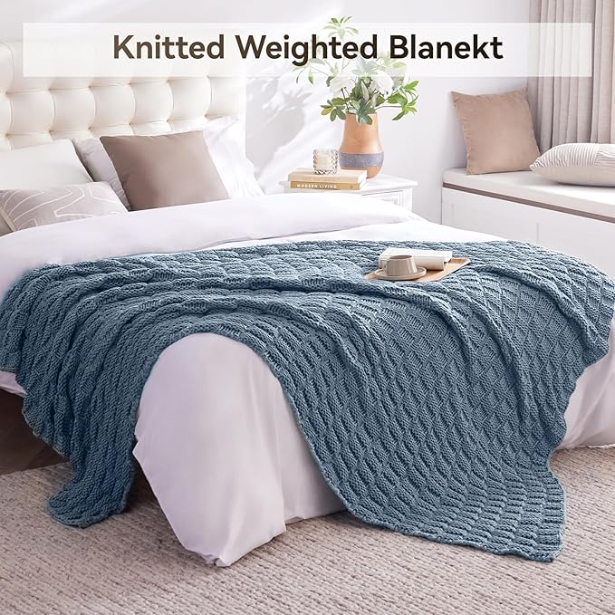 Knitted Weighted Blanket for Adult, No Beads Heavy Blanket 60” x 80'' 20lbs - Image 6