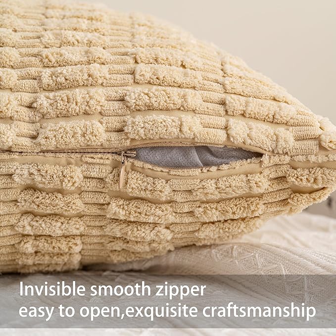 Aegero Pack of 2 Corduroy Decorative Throw Pillow Covers 12x20 Inch Soft - Image 3