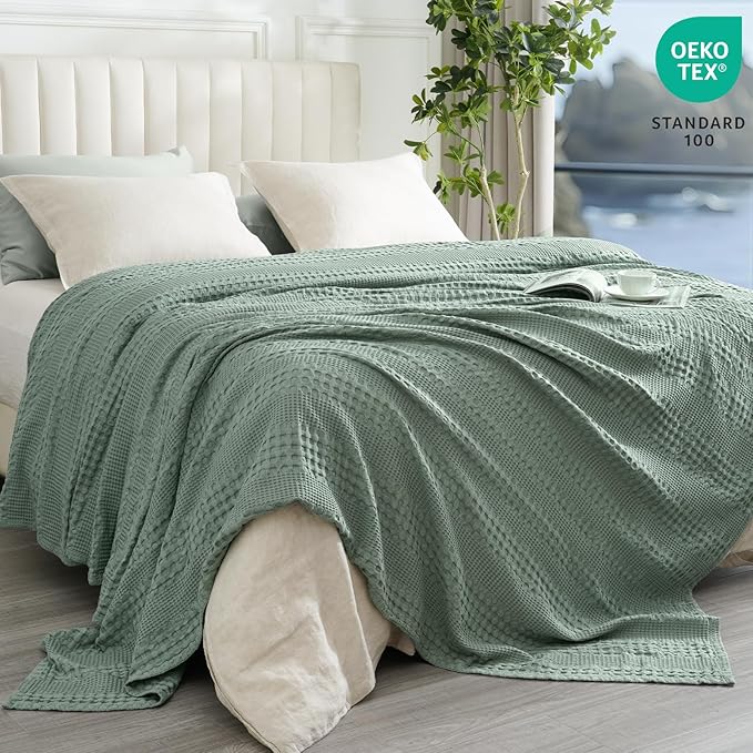 PHF Cooling Waffle Blanket Twin Size, Lightweight 60% Rayon from Bamboo & 40% - Image 3