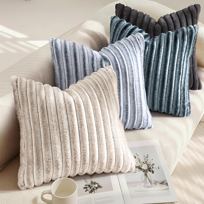 decorUhome Cozy Faux Fur Throw Pillow Covers 12x20 Set of 2 Decorative Soft - Image 4