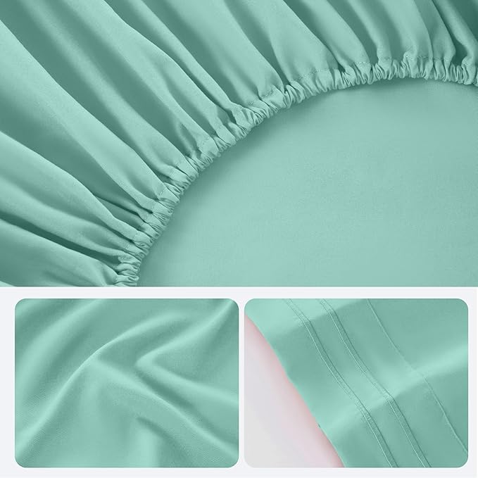 ROSE&RISY Light Green Twin Sheet Set, 3 Pieces Soft Bedding Sheet Set, - Image 7