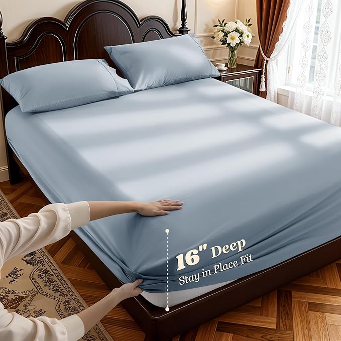 LBRO2M 1000 Thread Count 100% Egyptian Cotton Sheets Set Clifornia King - Image 4