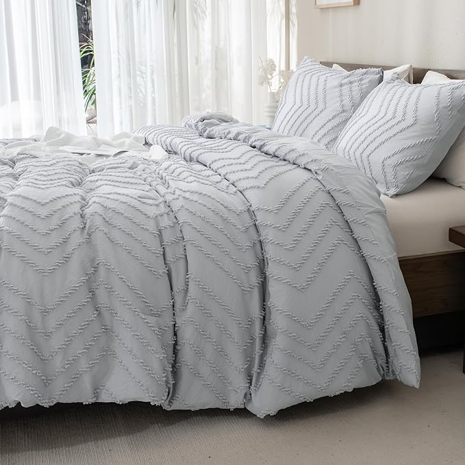 Andency Silver Grey Oversized Super King Comforter Set 120x120, Extra Large - Image 3