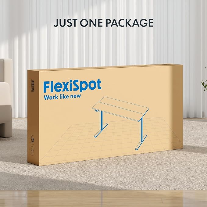 FLEXISPOT Standing Desk Electric Height Adjustable Desk with 40 x 24 Inch Splice Board, Home Office Computer Workstation, White Top + White Frame-DeskoryOffice