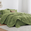 Love's cabin King Size Comforter Set Olive Green, 7 Pieces King Bed in a Bag by Lovescabin