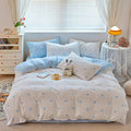 BOLINLIVING Cute Duvet Cover Full Size, Reversible Light Blue & White Heart by BOLINLIVING